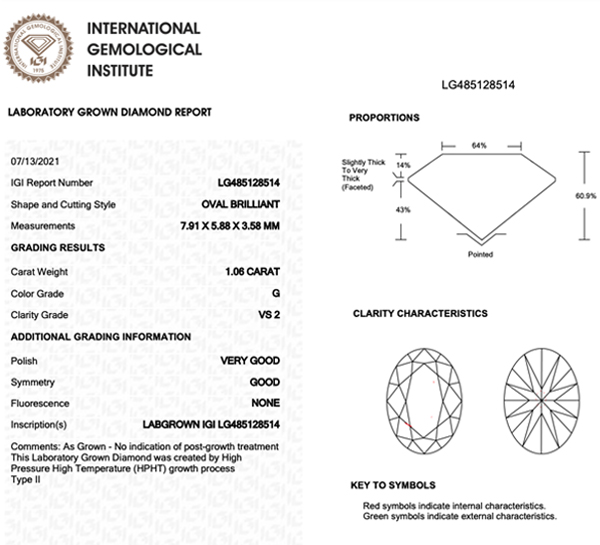 IGI Lab Grown Diamond Certificate